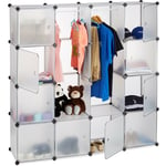 Tagère cube rangement penderie armoire 12 compartiments modulable HxlxP: 145,5 x 145,5 cm, transparent - Relaxdays