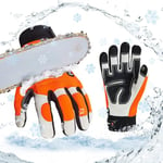 Vgo... 1paire de gants d'hiver pour tronçonneuse, gants de travail de sécurité en cuir de vache, gants de mécanicien,protection 12 couches pour tronçonneuse 0℃/32°F(CA9760FLWP)