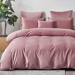 Sedefen Flanelle Housse de Couette 220x240cm + 2 Taies d'oreiller 65x65cm Rosa Parure de lit 2 Personnes Peluche Hiver Chaude Duveteuse Ado Linge de lit Avez Fermeture Éclair