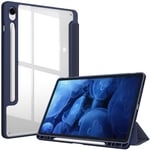 FINTIE Coque pour Samsung Galaxy Tab S9 FE 10.9 Pouces/Galaxy Tab S9 11 Pouces 2023 - Housse Arrière Transparente Claire Etui Antichoc Veille/Réveil Automatique, Bleu Foncé