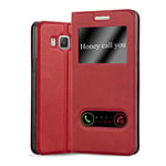 cadorabo Coque pour Samsung Galaxy A5 2015 en Rouge Safran - Housse Protection avec Stand Horizontal et Deux Fenêtres - Portefeuille Etui Poche Folio Case Cover