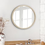 Americanflat Grand et Large Miroir Rond Mural Chêne Foncé Encadré de 51 cm - Décoration Murale pour Salle de Bain, Chambre, Entrée, Salon