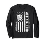 Vintage Volleyball Dad USA Flag Retro Fathers Day Daddy Papa Long Sleeve T-Shirt