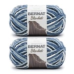 Bernat Lot de 2 pelotes de fil bleu délavé pour couverture - 300 g - Polyester - 6 super volumineux - 200 m - Tricot/crochet