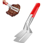 Ahlsen - Pince à Steak en Acier Inoxydable, 2 en 1 Multifonction Pinces à Steak, Spatule Double Face Pince à Barbecue, Pinces de Cuisson, Pinces de