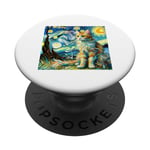 Van Gogh T-shirt Motif chat Nuit étoilée PopSockets PopGrip Adhésif