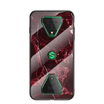 Coque pour Xiaomi Black Shark 3,Marbre Verre trempé Ultra Fine Silicone Housse Original Étui de Protection en Souple Doux TPU Gel Bumper pour Xiaomi Black Shark 3 (Rouge)