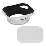 Haoge LH-ES3 Square Metal Lens Hood Hollow Out Designed with 49mm Adapter Ring with Metal Cap for Fujifilm Fuji FinePix X100 X100S X100T X70 X100F X100V Camera Replaces LH-X100 AR-X100 LH-X70 Silver