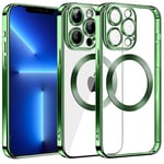 S. Dawezo Coque Magnétique pour iPhone 13 Pro Max, Compatible avec MagSafe, Protection Militaire, Résistante aux Rayures, Coque Mince et Transparente pour iPhone 13 Pro Max, Vert