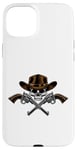 Coque pour iPhone 15 Plus Chapeau de cowboy pistolets crâne pirate croix os