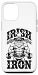 Coque pour iPhone 12/12 Pro Irlandais Iron Funny St Patrick Day Leprechaun Gym Fitness