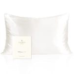 YANIBEST 100 Pure Mulberry Silk Pillowcase 22 Momme 600 Thread Count SilK Pillowcase for Hair and Skin - Hidden Zipper Design Silk Pillow Case, 1 Pack (White, Standard 20"x26")