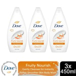 Dove Fruity Nourish Body Wash 0% Sulfate SLES for Soft & Smoother Skin 450ml,3pk