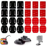 Hezhou 32PCS Attache Casque Fixation Plate Accessoires de Fixation adhésifs Plats Attache Autocollant Sticker Adhésif 3M Fixation Casque Compatible avec GoPro Hero Max Fusion Session DJI Osmo Caméra