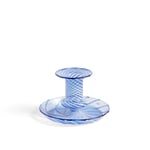 HAY - Flare Stripe Candleholder S Light Blue / White - Lysestaker - Blå