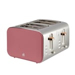 Swan ST14620FUS Nordic 4 Slice Toaster with 6 Browning Levels, Defrost/Reheat/Cancel, Removable Crumb Trays, Cord Storage, 1500W, Fuchsia Rose, Fusia