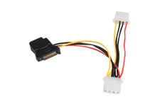 StarTech.com SATA to LP4 Power Cable Adapter with 2 Additional LP4 - Power adapter - 4 pin internal power (F) to SATA power (M) - 5.9 in - black - LP4SATAFM2L - strømforsyningsadapter - 4-PIN intern strøm til SATA strøm - 15 cm