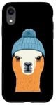 iPhone XR Funny Llama in Blue Color Beanie Cute Humor Case