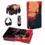 playvital Autocollant pour ps5 Slim Console Standard Sticker pour ps5 Slim Disc Edition,Skin Accessoires pour ps5 Manette pour ps5 Télécommande&Casque&Station de Charge-Vampire Lune de Sang