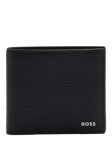 BOSS Textured Leather Embossed Logo Wallet & Card Holder Gift Set, Black