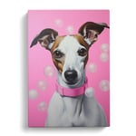 Whippet Bubble Gum Painting Canvas Print for Living Room Bedroom Home Office Décor, Wall Art Picture Ready to Hang, 30x20 Inch (76x50 cm)