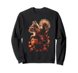 Squirrel Lover Autumn Leaves Rodent Animal Wildlife Sweatshirt