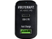 Voltcraft Cas-63 Vc-63Cc-Pd Usb-Laddare Passagerare Bil Utgångsström Max. 3 A 2 X Usb, Usb-C®-Uttag Usb Power Delivery (Usb-Pd)