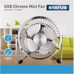 Status USB Desk Fan | 4 Inch Portable Mini Fan | Single Speed Small Fan | Chrom