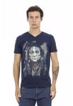 Trussardi Action Mens Blue Cotton T-Shirt - Size Medium