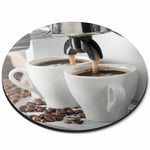 Round Mouse Mat - Coffee Machine Cafe Restaurant Office Gift #21371