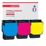 NOPAN-INK - x3 Toners - 80C0S20 + 80C0S30 + 80C0S40 (Cyan + Magenta + Jaune) - Compatible pour Lexmark CX310 CX310dn CX310n CX410 CX410de CX410dte CX410e CX510 CX510de CX510dhe CX510dthe