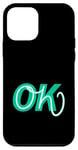 Coque pour iPhone 12 mini Bleu sarcelle Aqua Oh, OK Teal Aqua Graphic