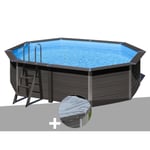 Kit piscine composite Gré Avant-Garde ovale 8,04 x 3,86 x 1,24 m + Bâche hiver Bois