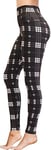 High Waisted Full Length Workout Not See Through Leggings Capri Shorts Soft Stretchy(S-M, Black Plaid)