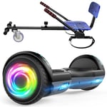 SISIAGD Hoverboards with Seat, Hoverboards Hoverkart, Hoverbaords Go-Kart with Bluetooth Speaker LED Lights, Gift for Children