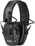 054 Casque Anti Bruit de Tir Electronique Coussinets d'oreille Remplaçable, SNR 27dB, NRR 22dB, Réducteur de Bruit Reglable, Protection Auditive de Chasse Amplificateur Sonore, Noir