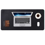 DOBAOJIA sous-Main Bureau, Tapis de Bureau, Tapis de Clavier et Souris, Tapis de Portable, Pad Écriture, Mouse Pad, pour Bureau/Maison/Gaming, PU Étanche + Suède Antidérapant 70 x 35cm (Noir)