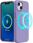 SURPHY Magnetic Case Designed for iPhone 13 Case (6.1 inch 2021 Release), with Microfiber Lining Liquid Silicone Phone Case for iPhone 13 (Light Purple)