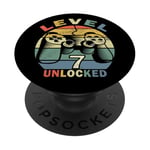 Niveau 7 Débloqué Funny Kids 7th Birthday Gamer PopSockets PopGrip Adhésif