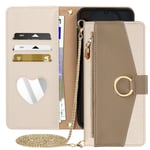 Avizar Folio case for Redmi 13C Multi-compartment Chain Shoulder Strap, Beige