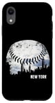 Coque pour iPhone XR Grattoir à ciel vintage Baseball New York City Nuages