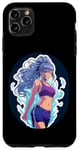 Coque pour iPhone 11 Pro Max Fille de style anime et manga aux cheveux bleus en tenue de sport