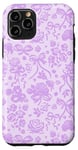 Coque pour iPhone 11 Pro Coquette Dentelle Mauve avec Noeuds et Roses