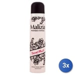 3x Malizia Déodorant Spray 100 Ml. Secret Musk Femme