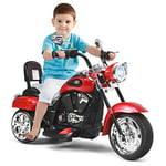 DREAMADE Moto Électrique pour Enfants 3+ Ans Charge Max. 30KG 6V 3km/h avec 3 Roues, Phare et Klaxon, Véhicule Tricycle Rechargeable (Rouge)