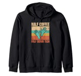 Half Coffee Half Scrub Tech Retro EN Nurse men Scrub Tech Zip Hoodie