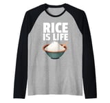 Cute Rice Design For Men Women White Food Cooker Rice Lover Raglan Baseball Tee