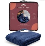 Dreamland Intelliheat Deluxe Quilted Velvet Warming Throw Electric Blanket Blue