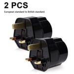 2x reseadapter reseadapterkontakt för England - resekontakt strömadapter Eu till Uk-uttag - resekontakt Black