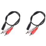 2Pcs 3.5 mm Stereo Female 2  Male AV Cable Auxiliary Audio Adapter Wire F9F1